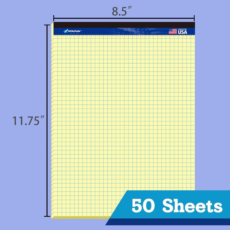 WritePads Graph Paper Pads 8.5 x 11, 4x4 Graph Ruled, 2-Pack, 50 Sheets/Pad, 60GSM Canary Graph Paper Notebook, Made In USA, No Ink Bleeding, Sturdy back, Micro-Perforated Graphing Paper for School Office - Image 4